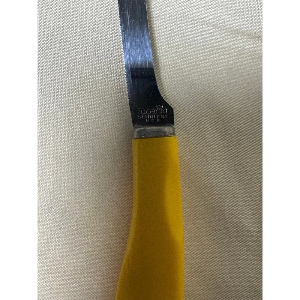Imperial Vintage Paring Knife Yellow Handle Stainless USA Serrated GUC